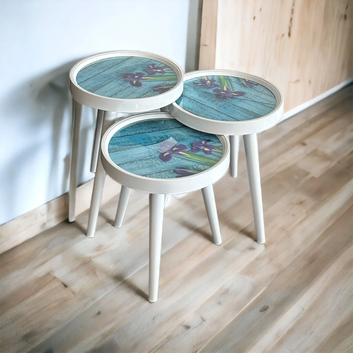 Set of 3 Nesting Side Tables. Flowers Style - photo 3