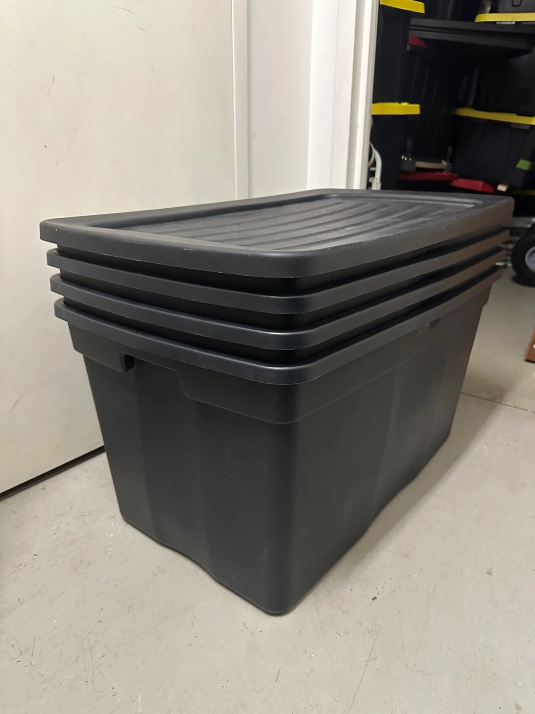 4 x Black Storage Bin with Lid