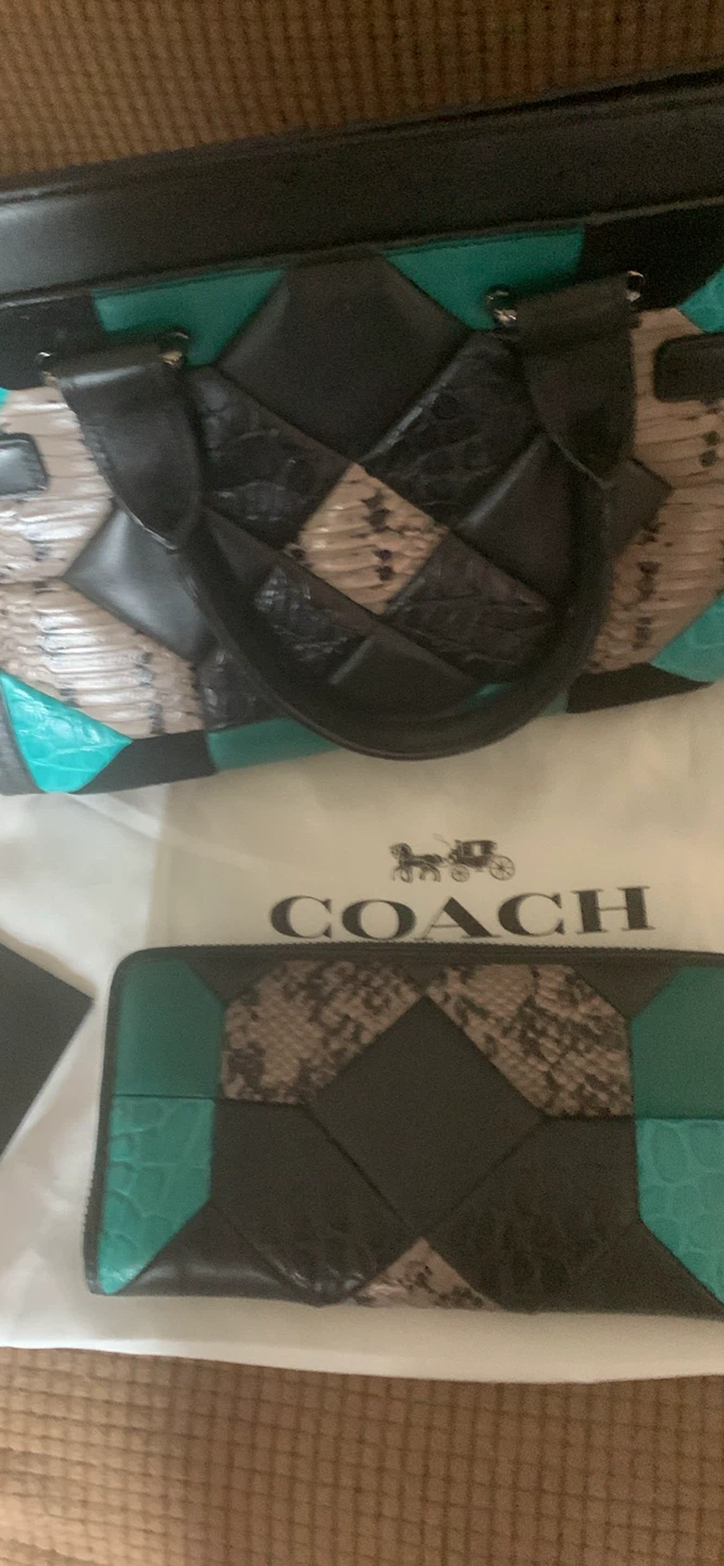 Coach Patchwork Leather Handbag and Wallet Set