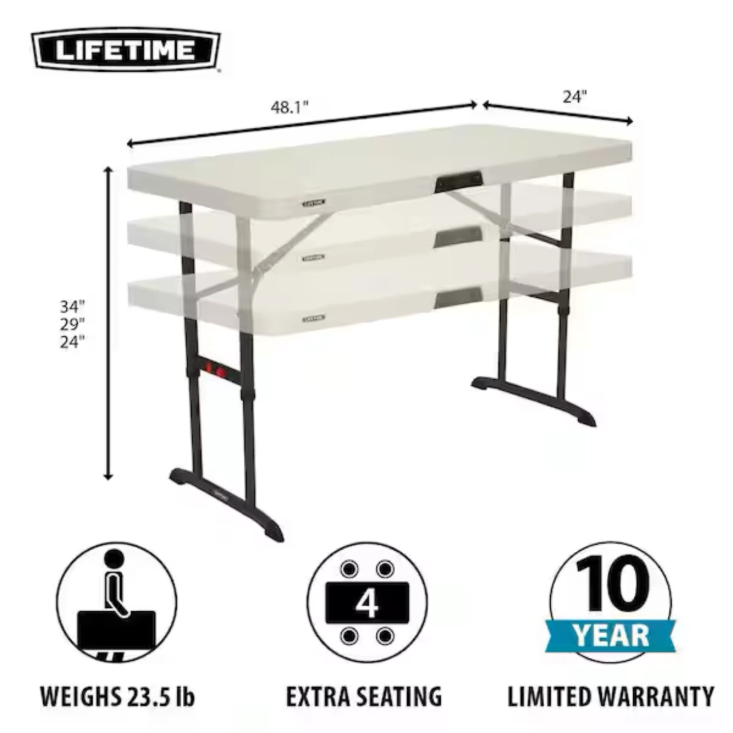Lifetime Foldable Table 48.1" x 24" - photo 2