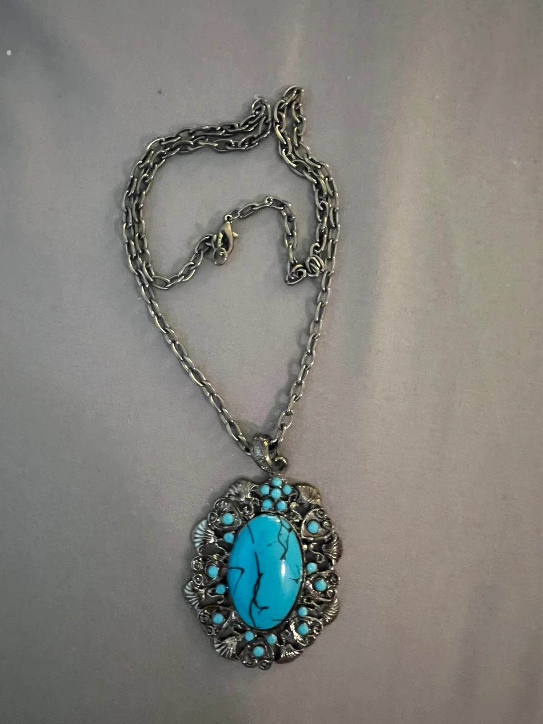 Dangle Earrings and Necklace Set with Turquoise and Black Beads - photo 2