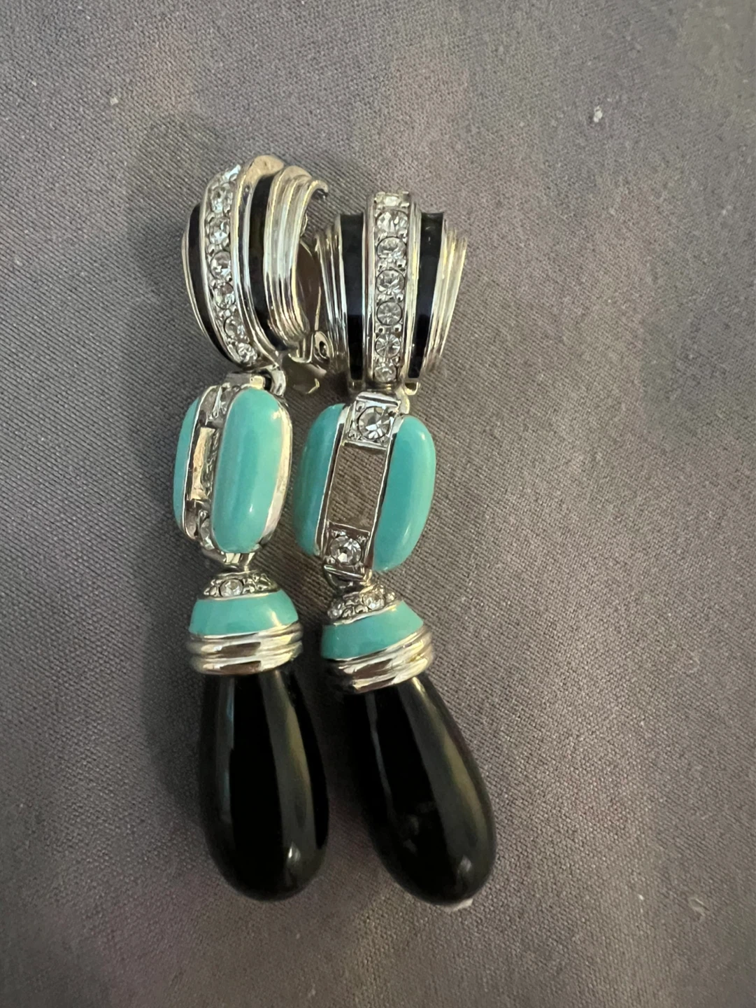 Dangle Earrings and Necklace Set with Turquoise and Black Beads