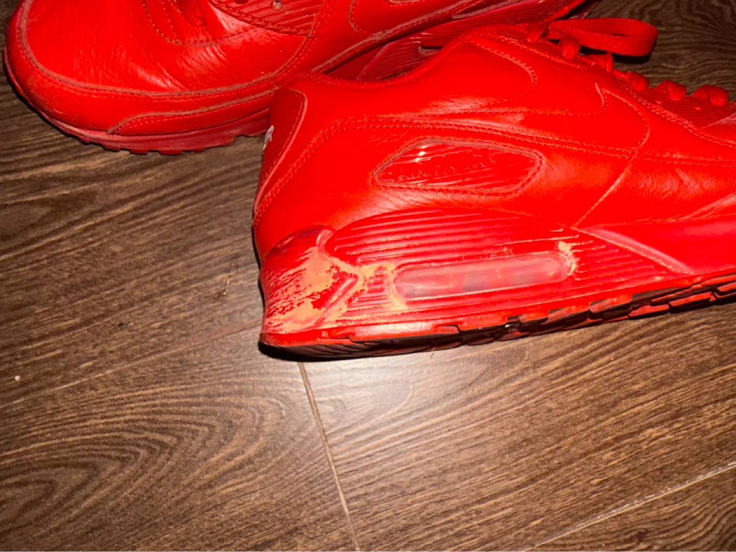 Nike Air Max 90 Red Leather Sneakers - photo 4