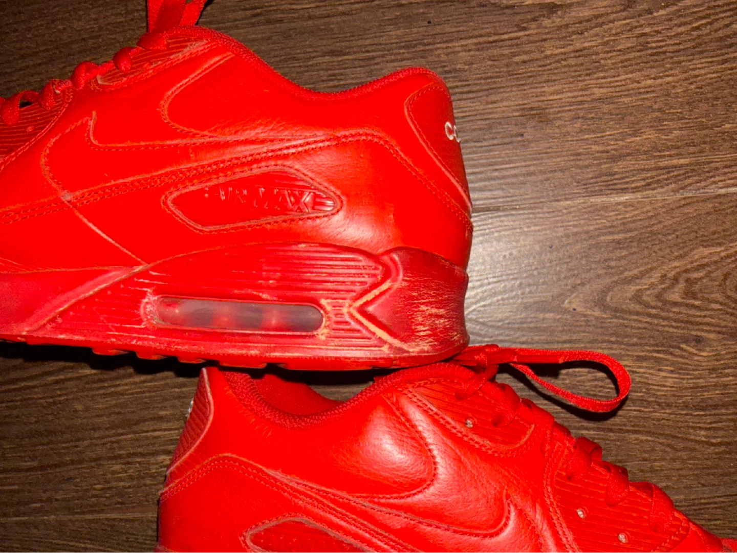 Nike Air Max 90 Red Leather Sneakers - photo 2
