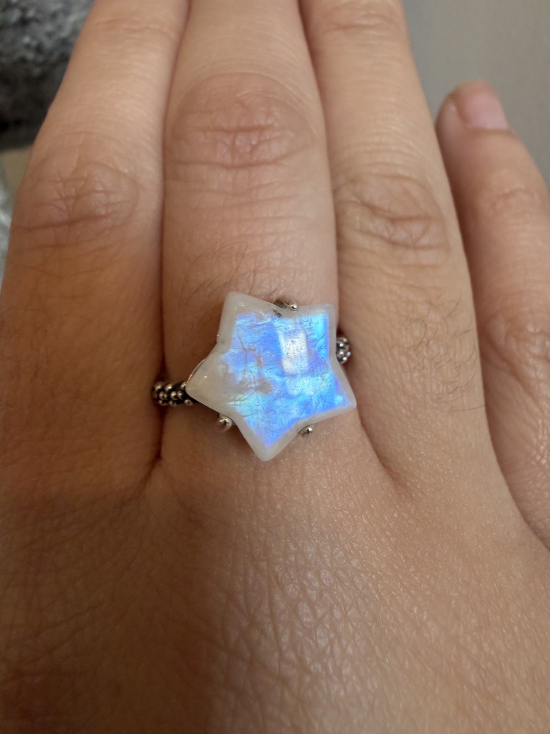 Star Moonstone Adjustable Ring S925 Sterling Silver - photo 2