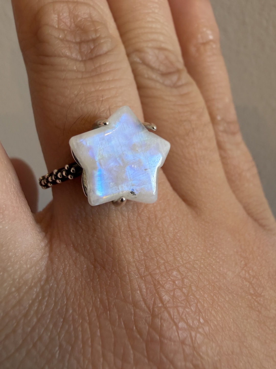 Star Moonstone Adjustable Ring S925 Sterling Silver - photo 3