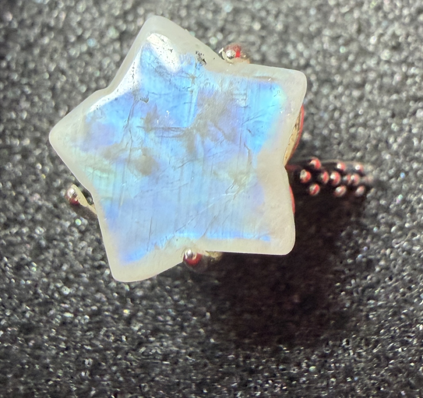 Star Moonstone Adjustable Ring S925 Sterling Silver