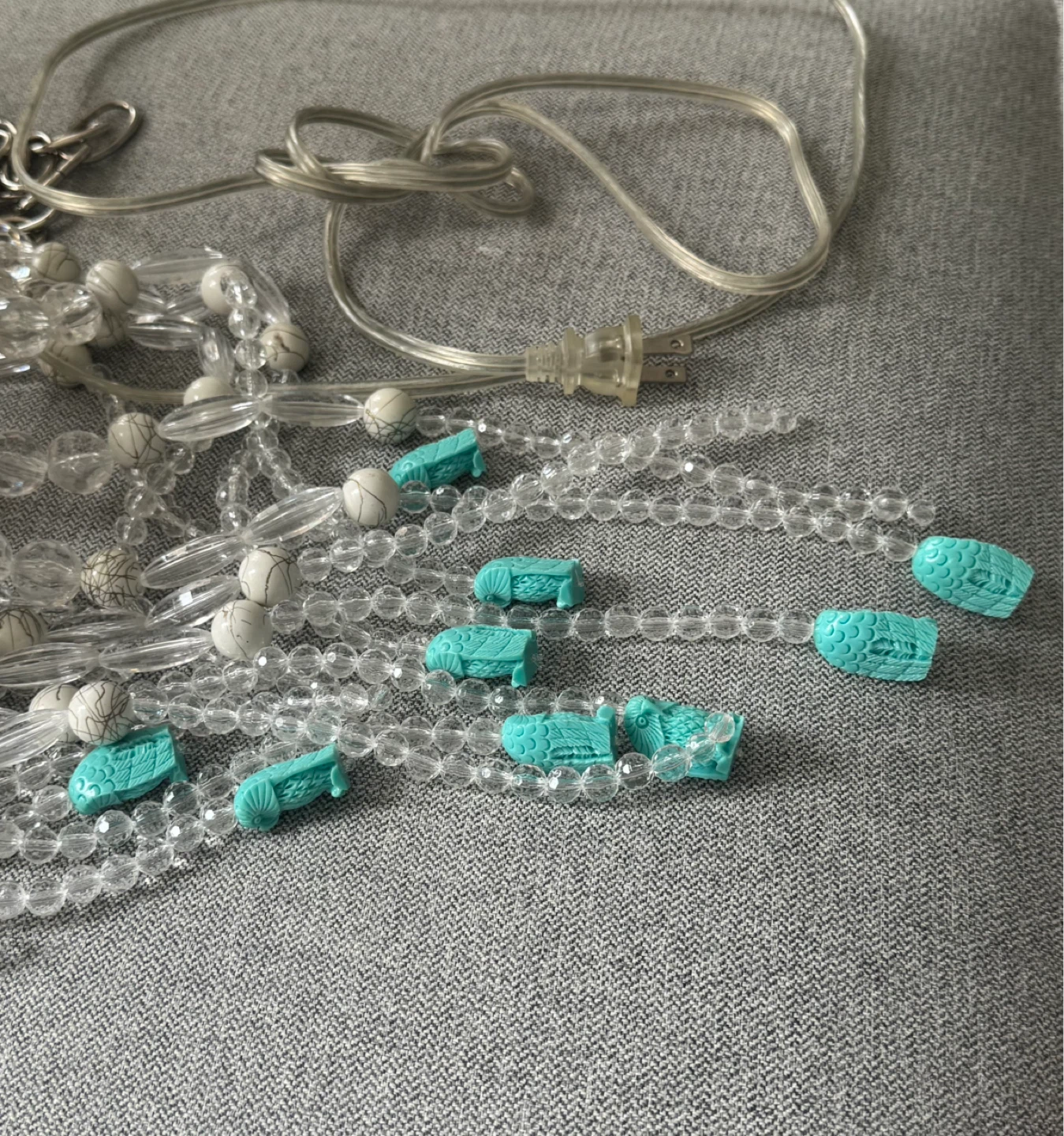Jute and Beaded Chandelier with Teal Accents - photo 2