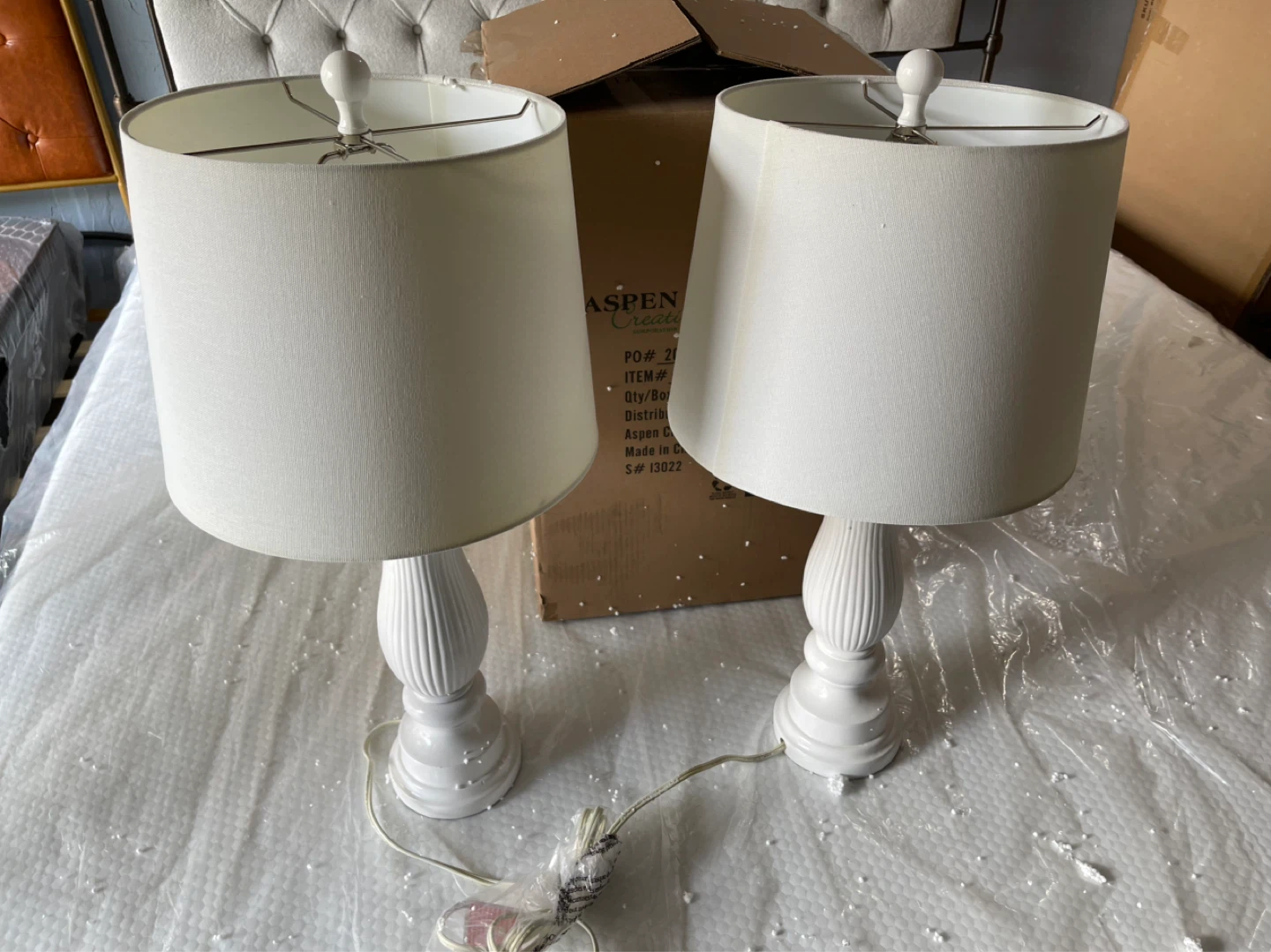 Aspen Creative White Table Lamps (Set of 2)