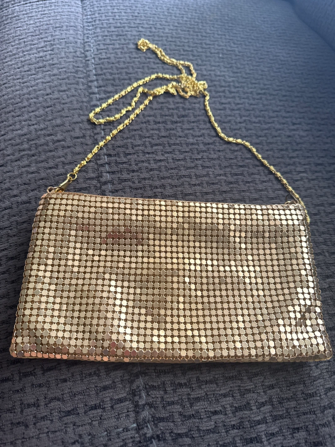 Gold Mesh Clutch Purse with Chain ⚽️