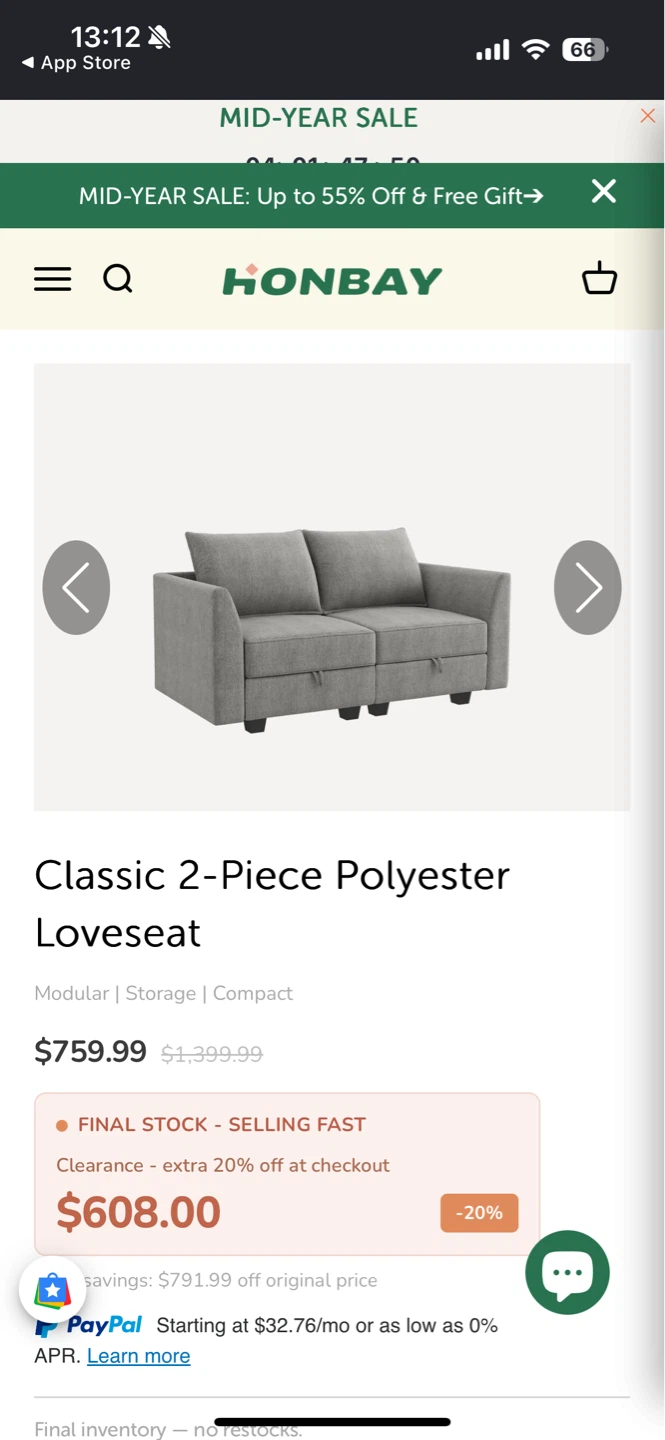 HONBAY Classic 2-Piece Polyester Loveseat with Storage - photo 5