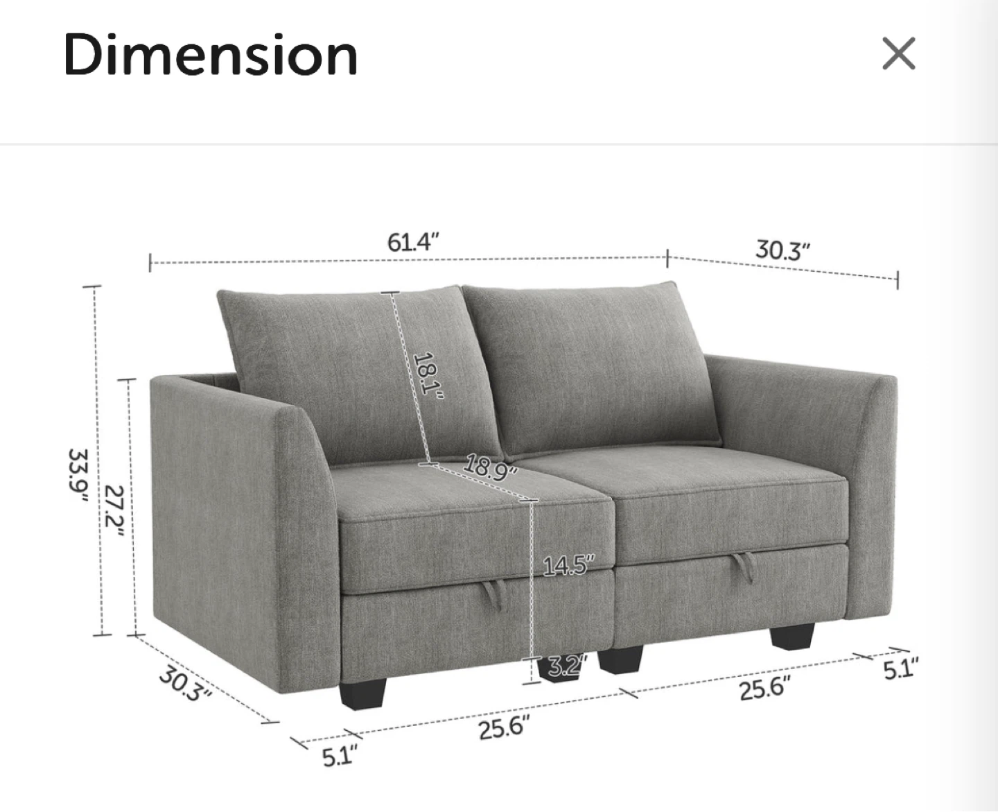 HONBAY Classic 2-Piece Polyester Loveseat with Storage - photo 3