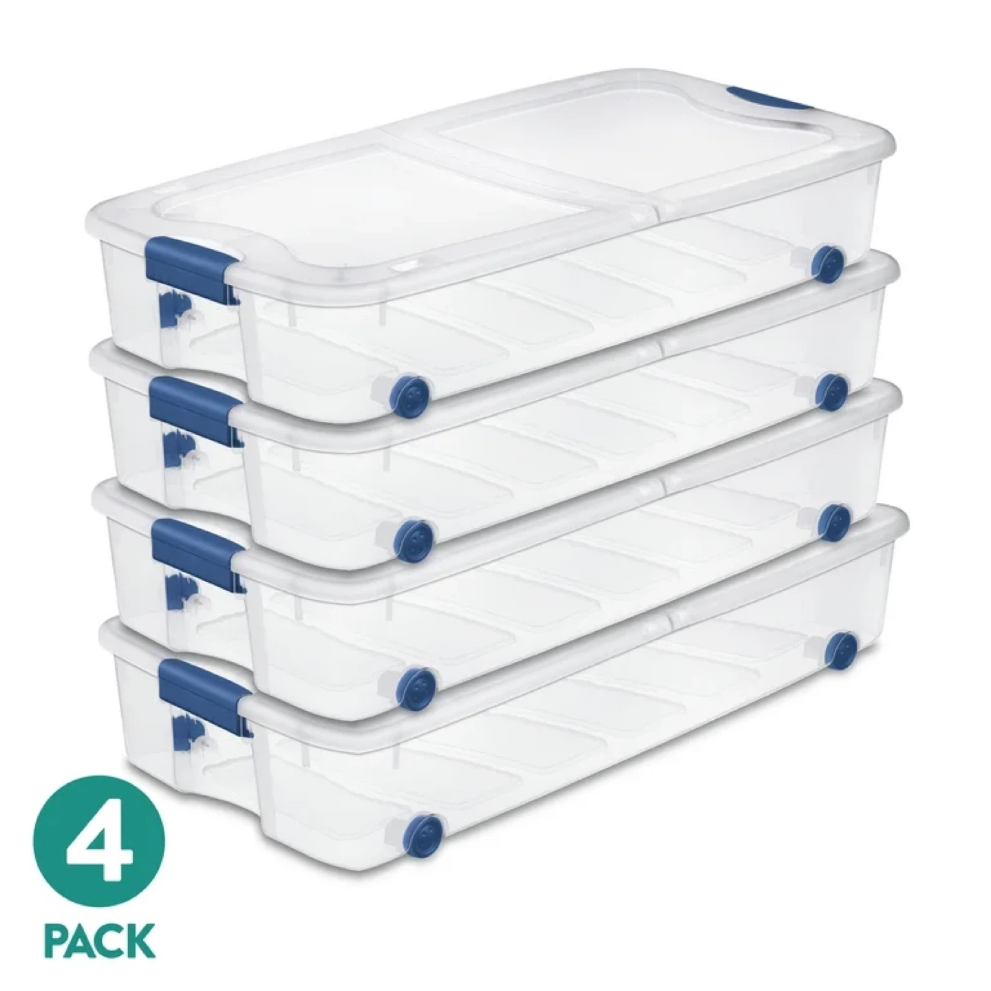 Storage Bins with Wheels (4 Pack)