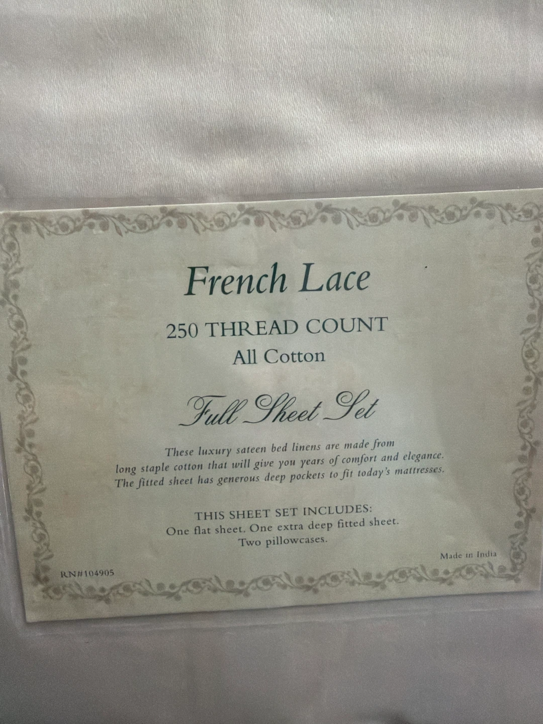 Hillcrest Fine Linens French Lace Full Sheet Set