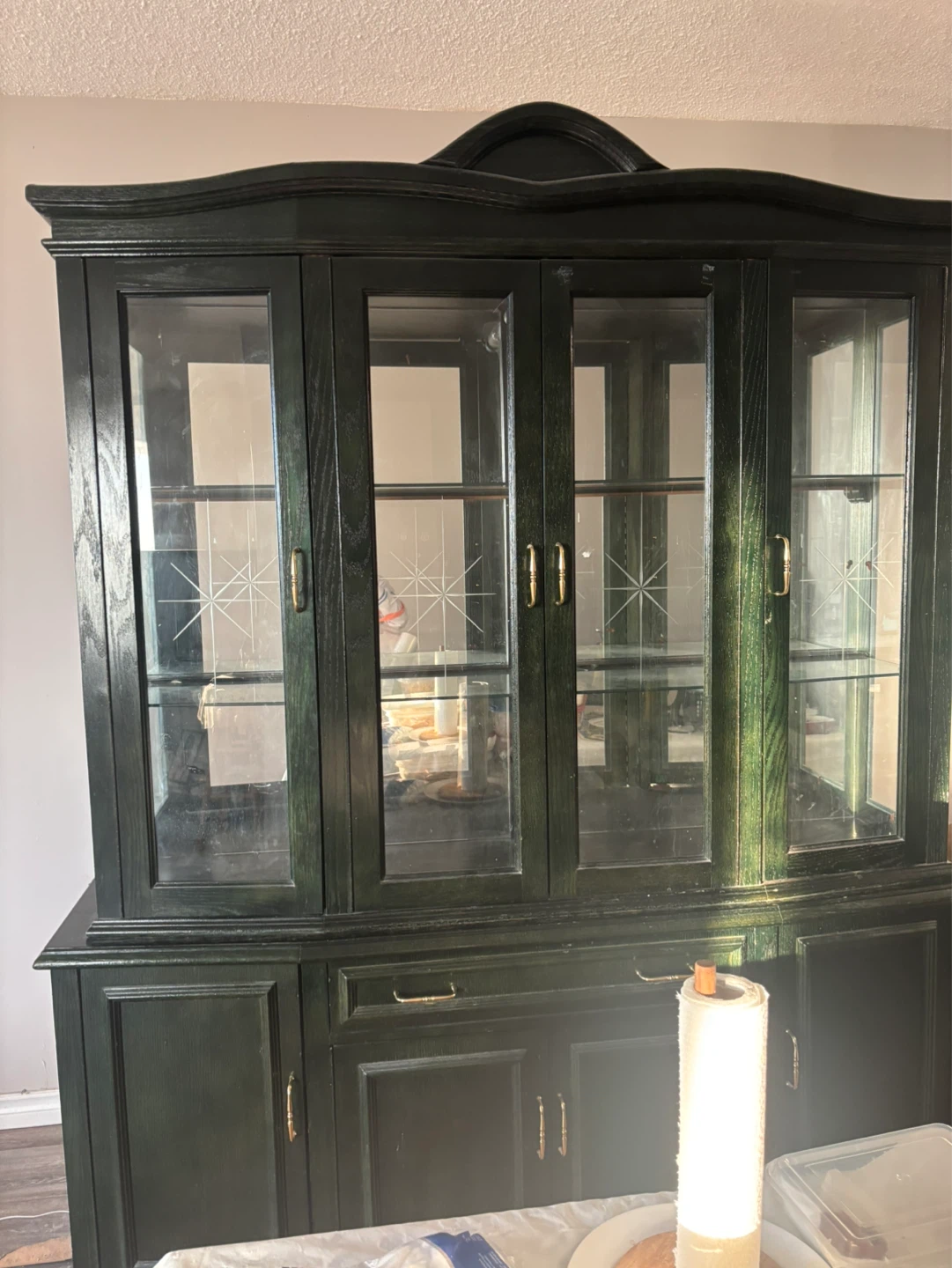⚽️ Dark Green China Cabinet with Glass Doors - photo 3