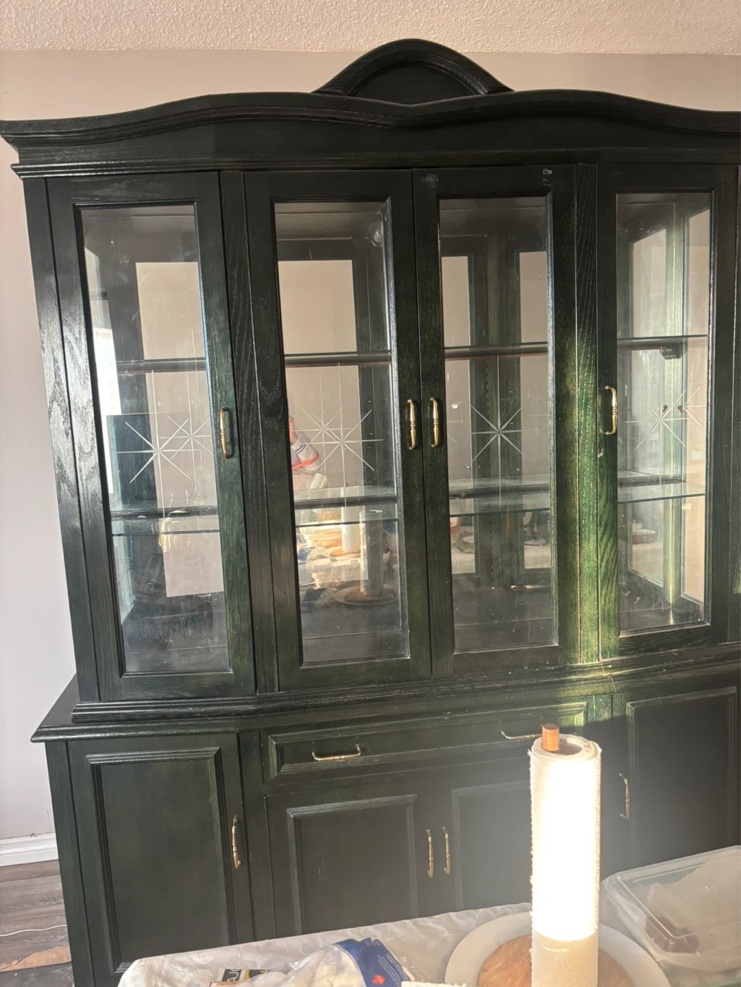 ⚽️ Dark Green China Cabinet with Glass Doors