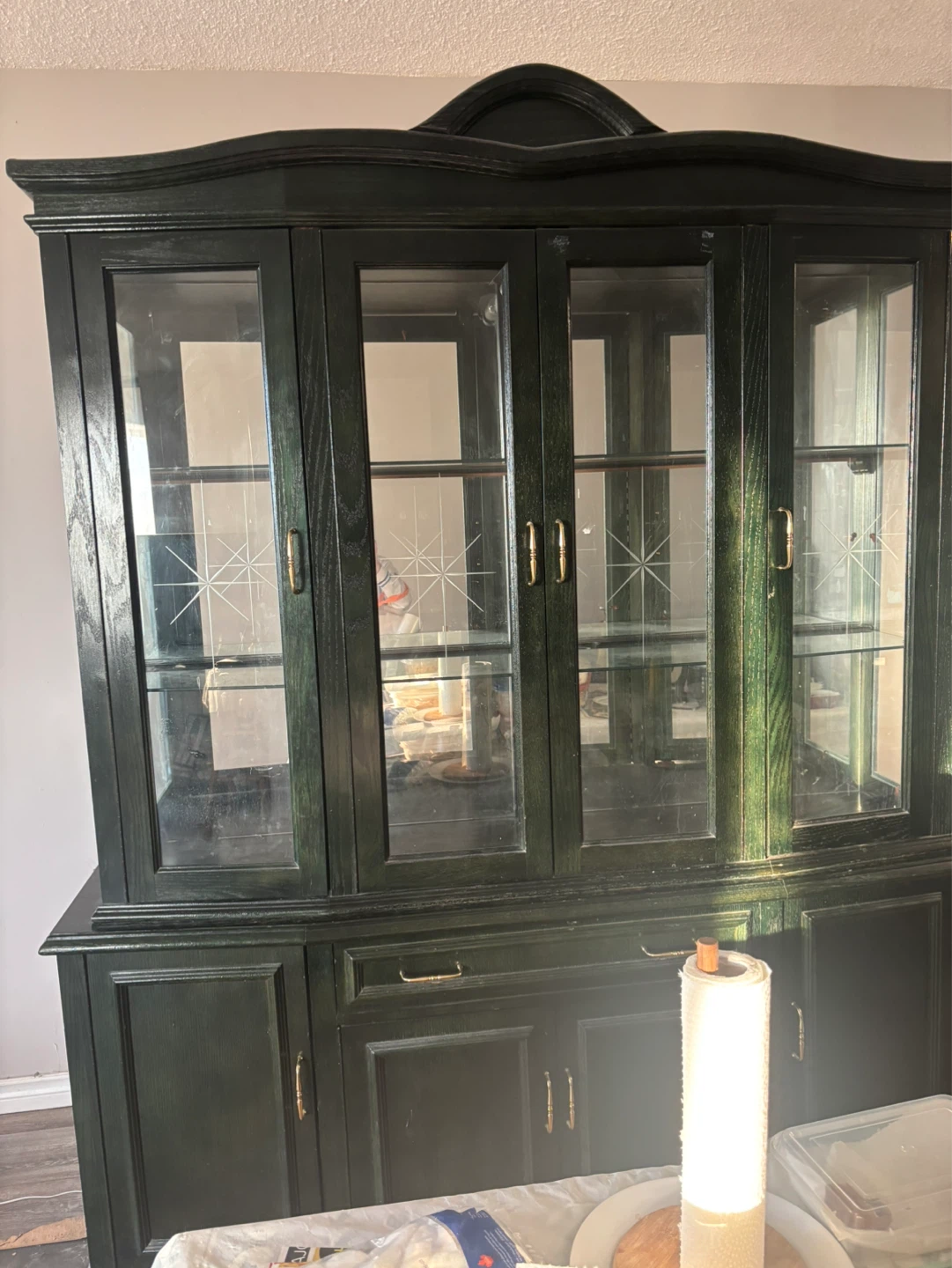 ⚽️ Dark Green China Cabinet with Glass Doors - photo 2