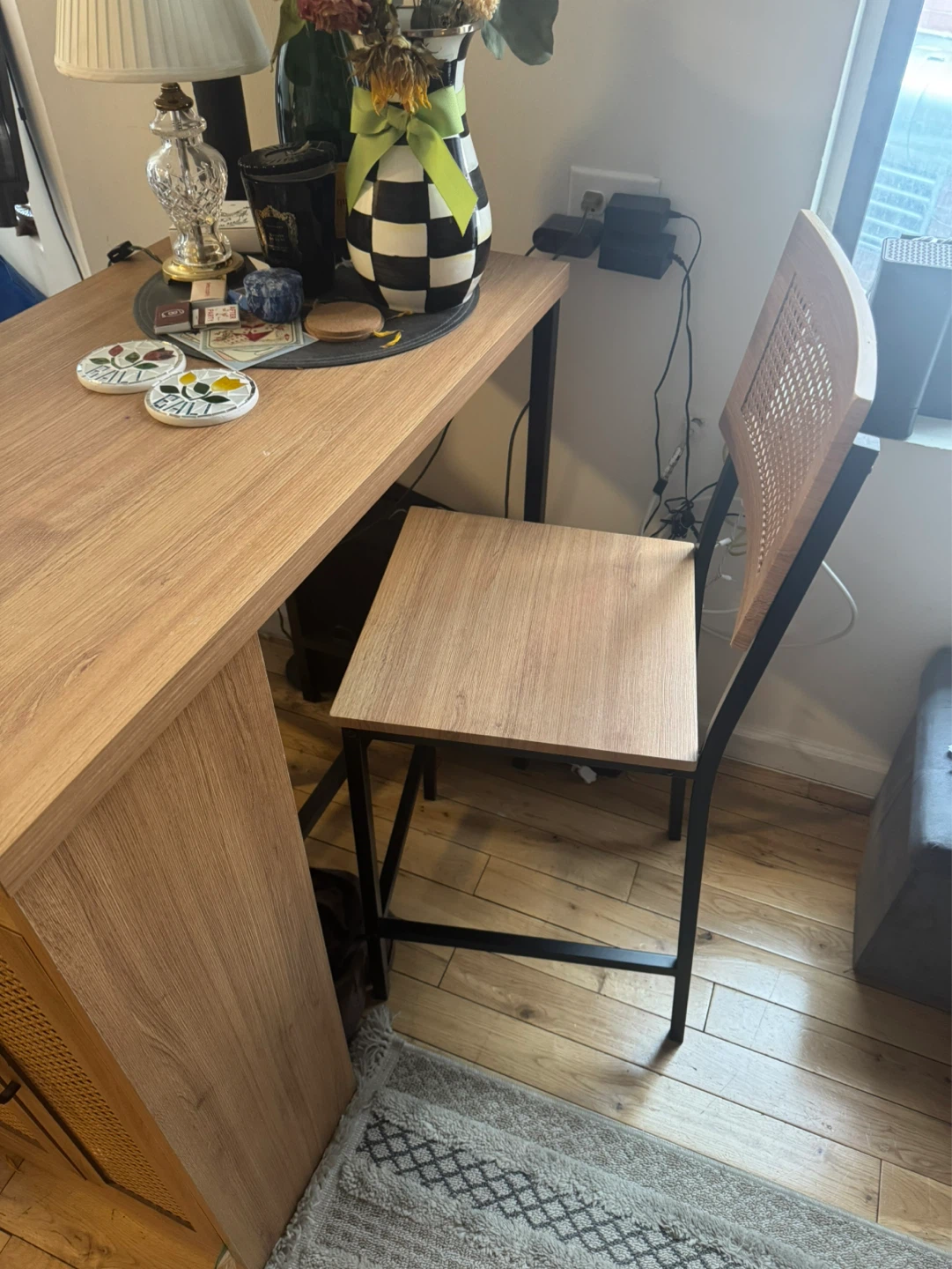 3-Shelf Storage Cabinet and Bar Table Set - photo 2