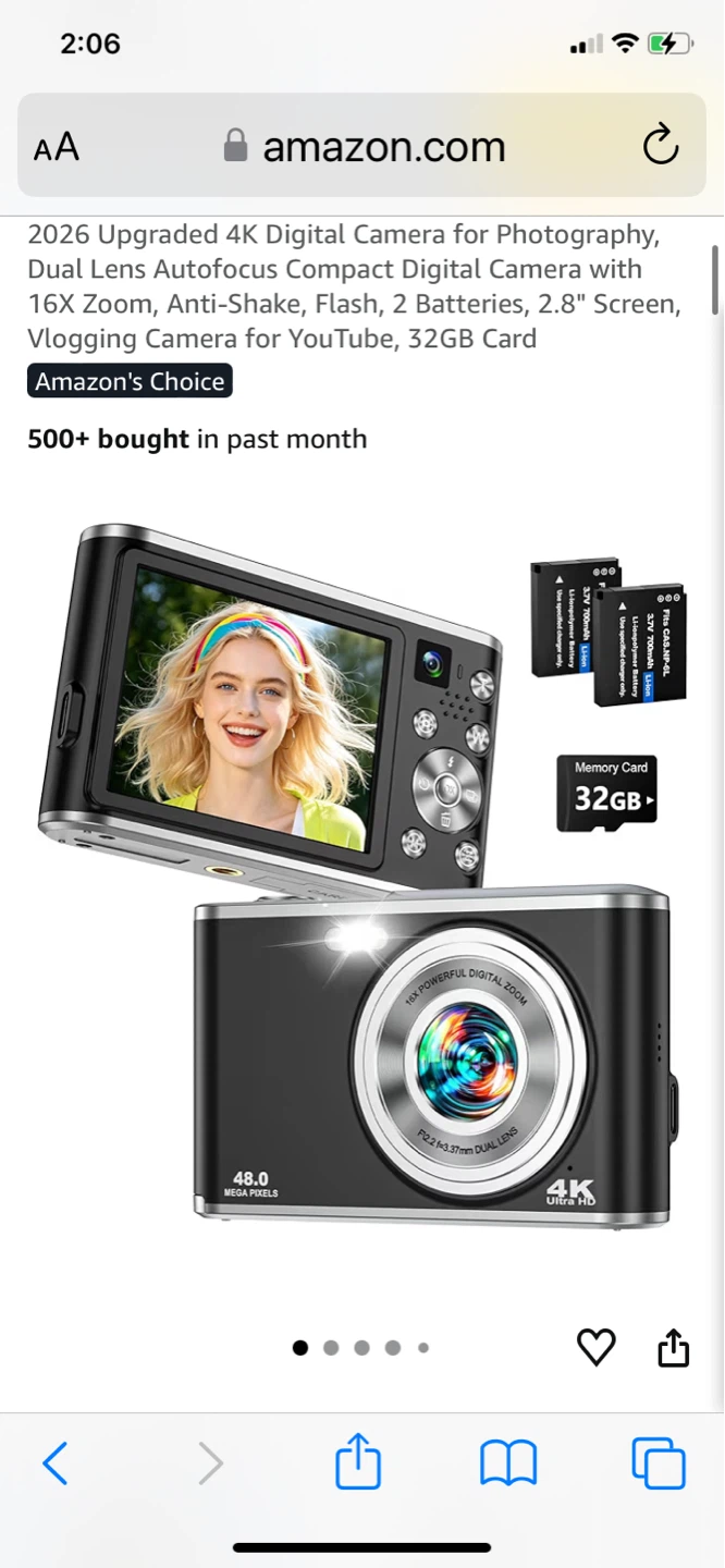 ⚽ Upgraded 4K Digital Camera with 16X Zoom, 32GB Card