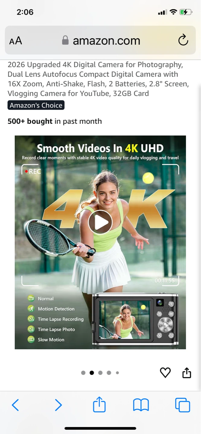 ⚽ Upgraded 4K Digital Camera with 16X Zoom, 32GB Card - photo 2