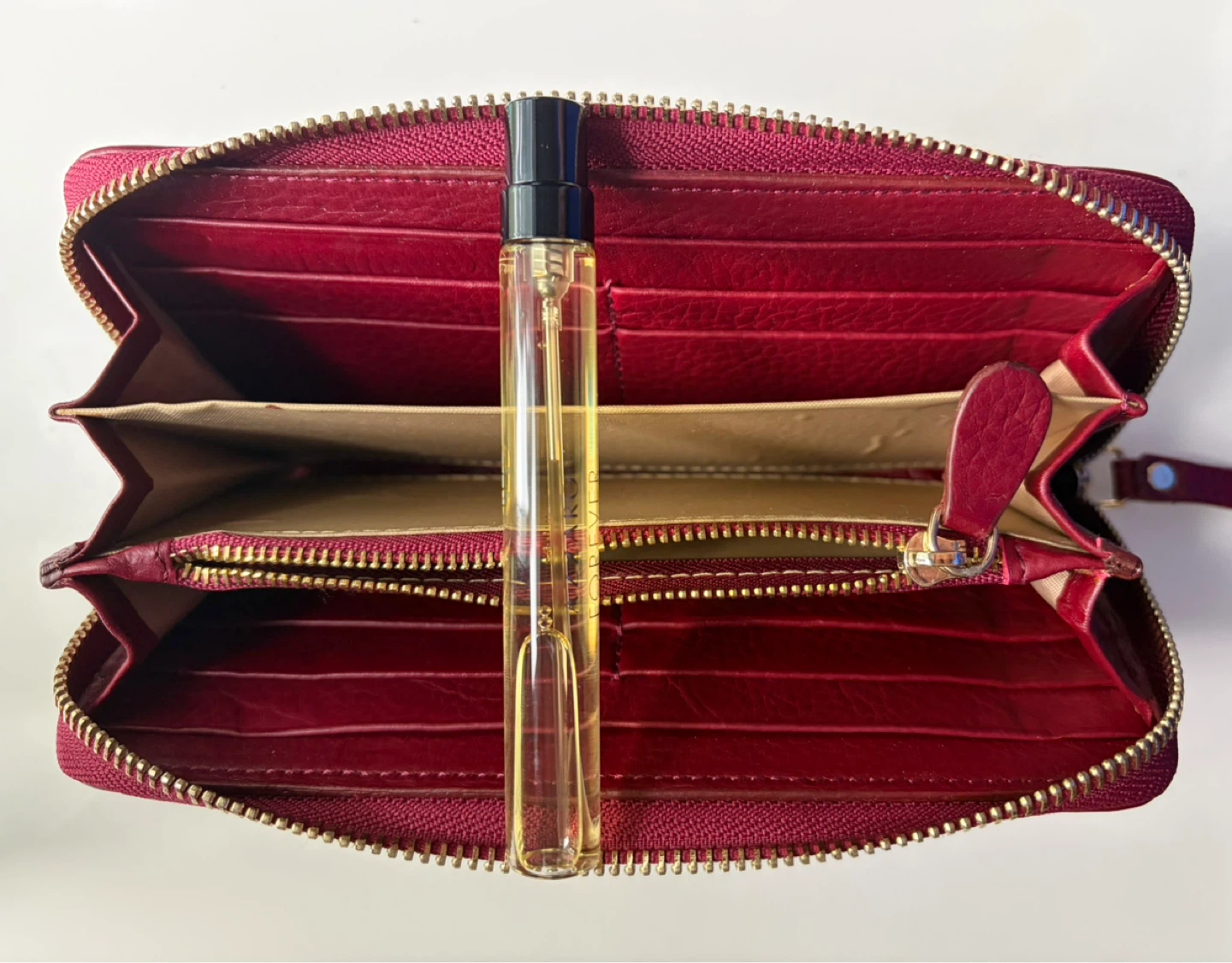 Burgundy Leather Travel Wallet Wristlet - photo 2