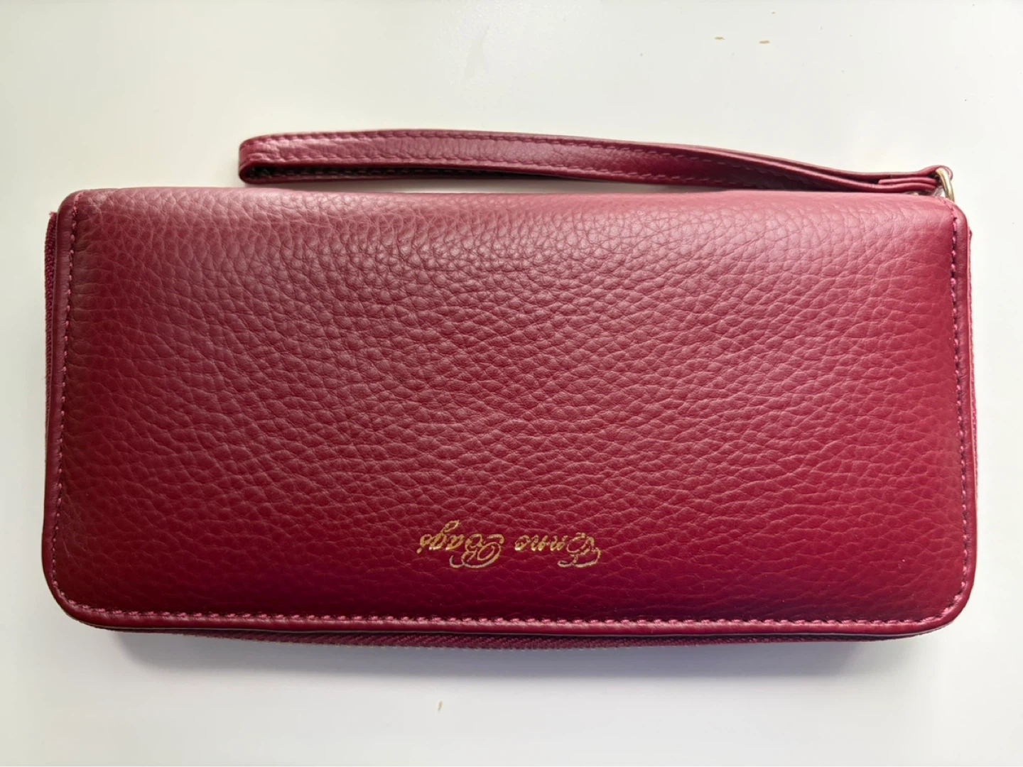 Burgundy Leather Travel Wallet Wristlet