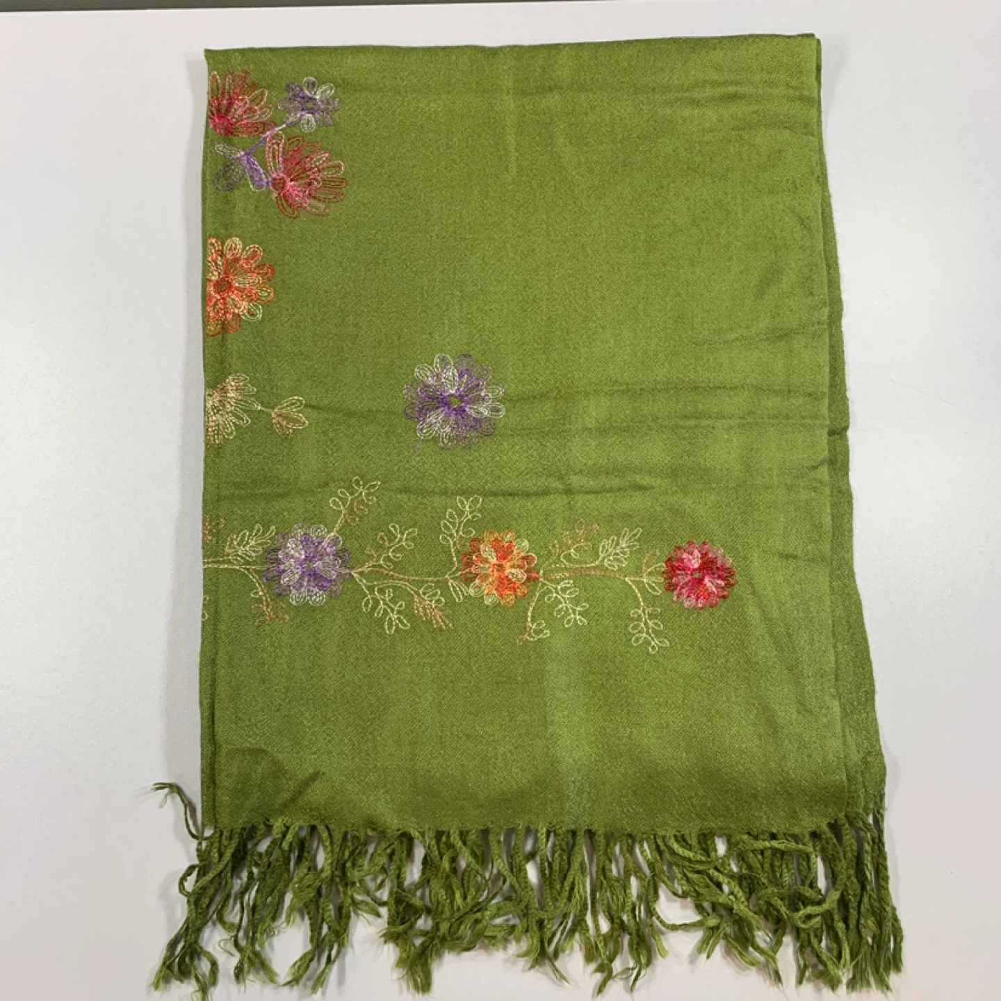 Cashmere Silk Pashmina Scarf with Floral Embroidery ⚽️ - photo 4