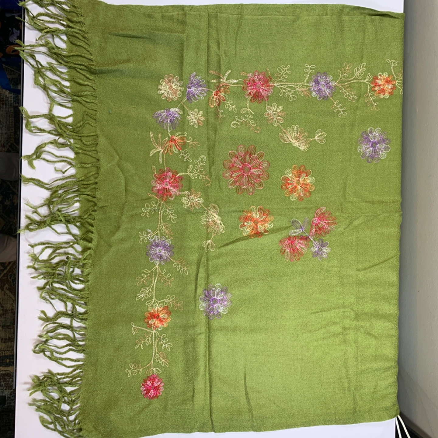 Cashmere Silk Pashmina Scarf with Floral Embroidery ⚽️ - photo 3