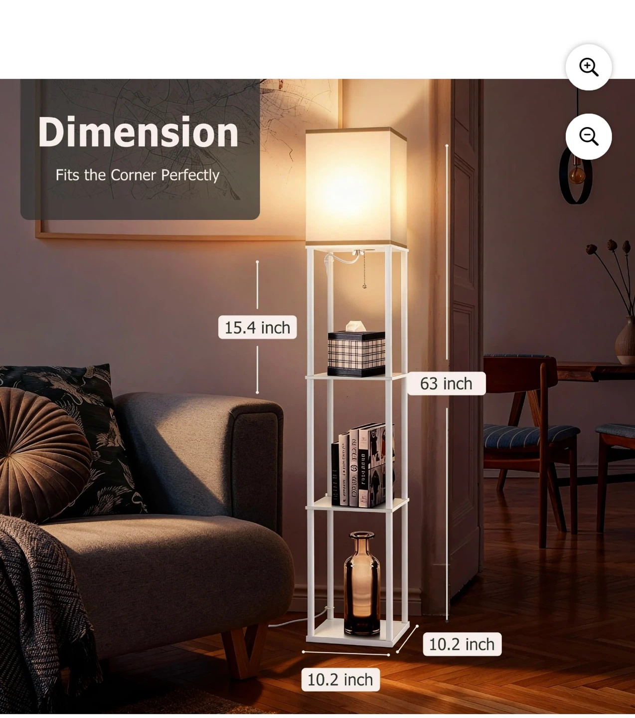 White Floor Lamp with Shelves - photo 3