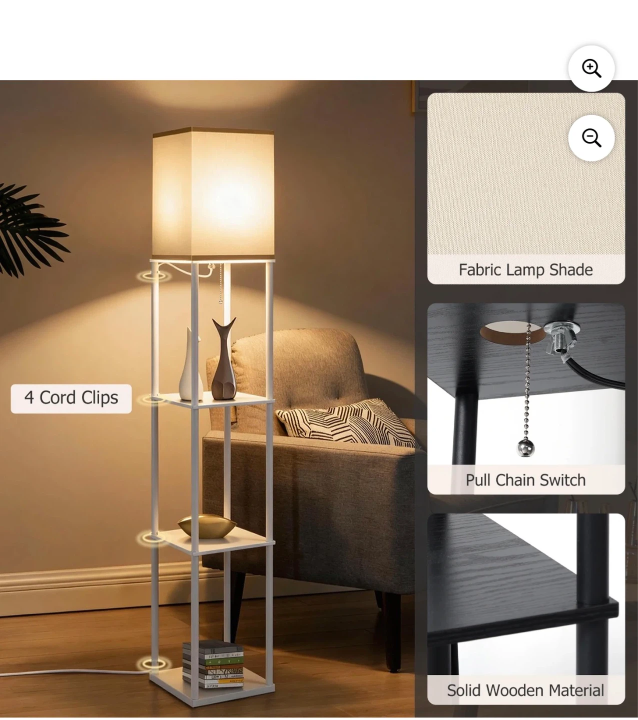 White Floor Lamp with Shelves - photo 4