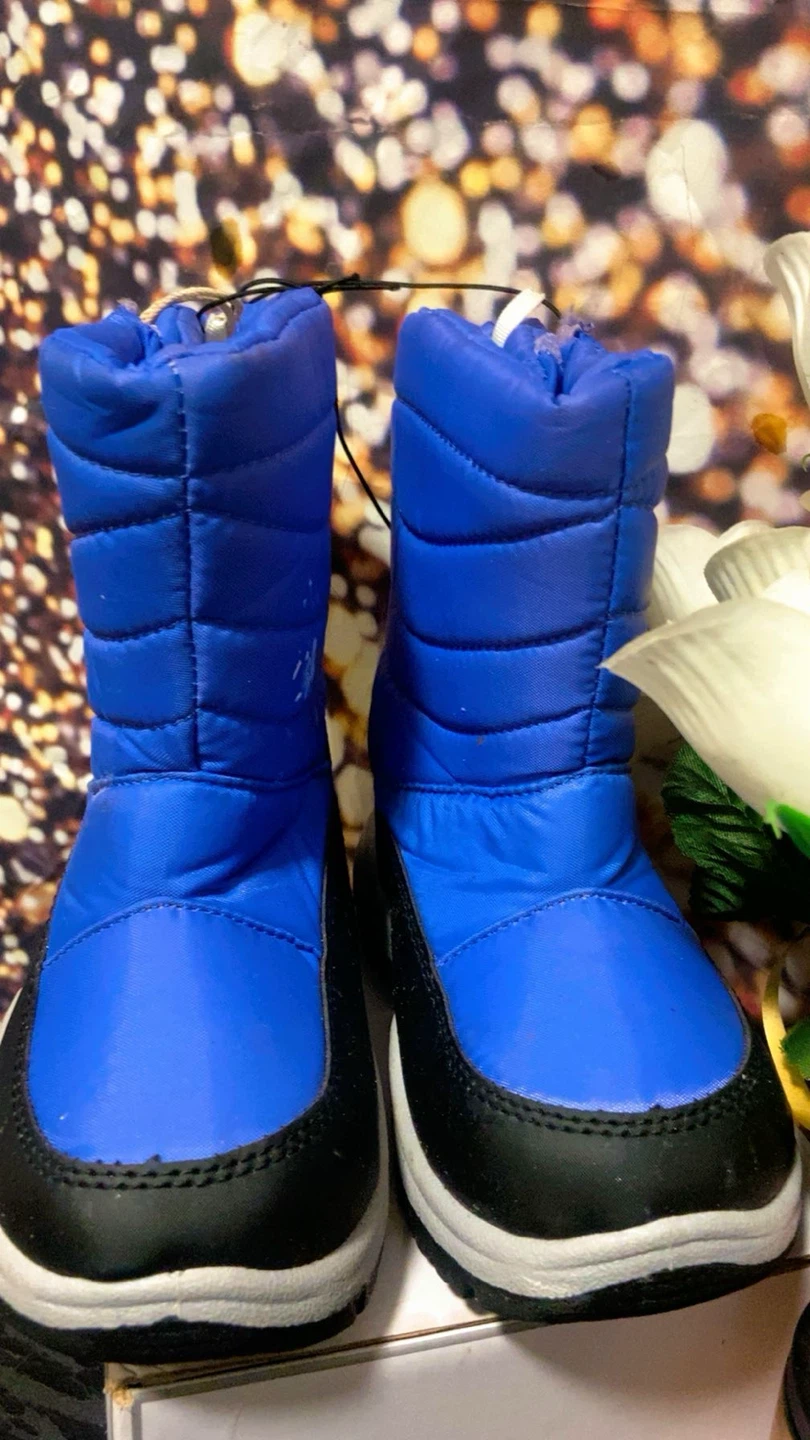 Blue Quilted Snow Boots