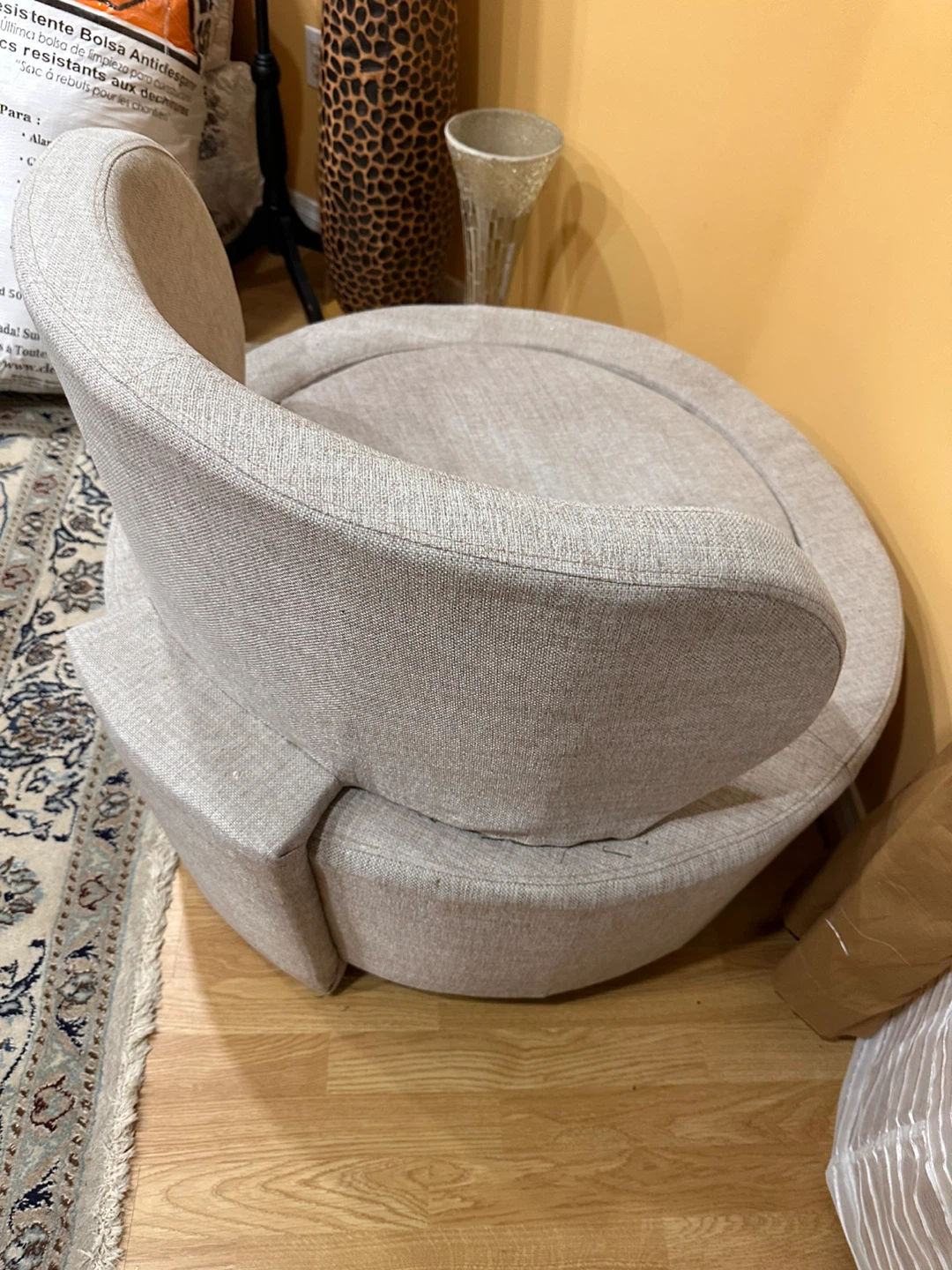 Light Beige Swivel Accent Chair