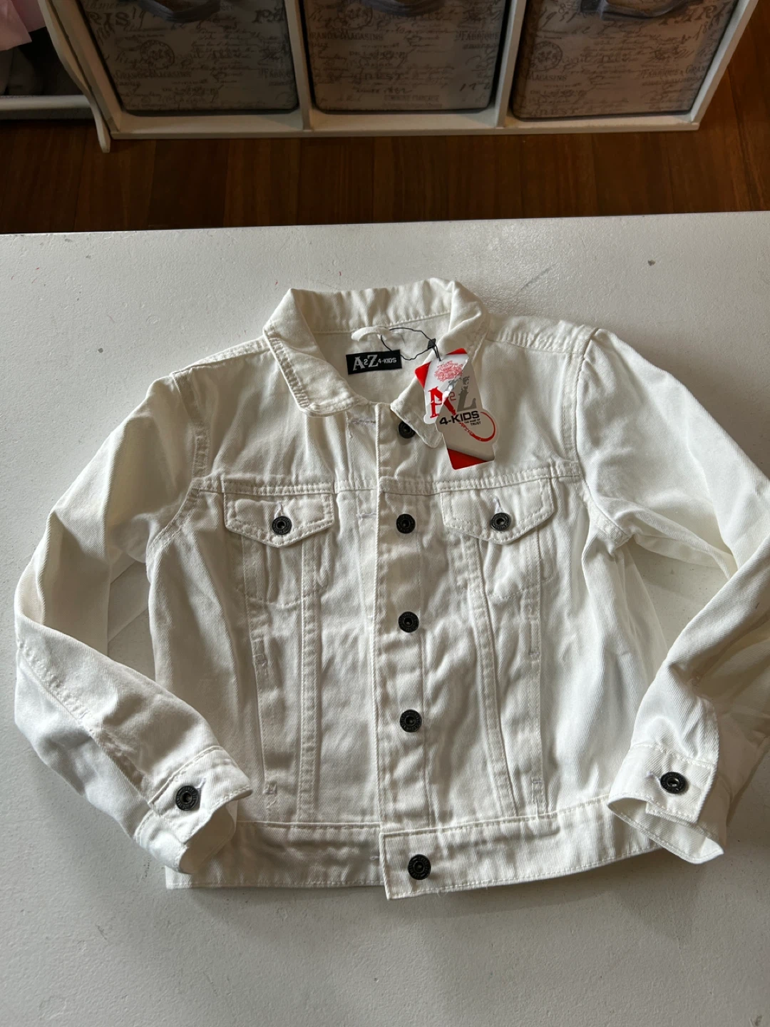 A2Z 4-Kids White Denim Jacket