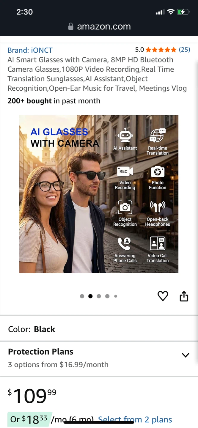 ⚽ IONCT AI Smart Glasses with Camera & Real-Time Translation - photo 2