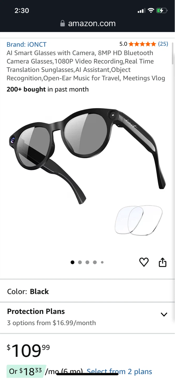 ⚽ IONCT AI Smart Glasses with Camera & Real-Time Translation