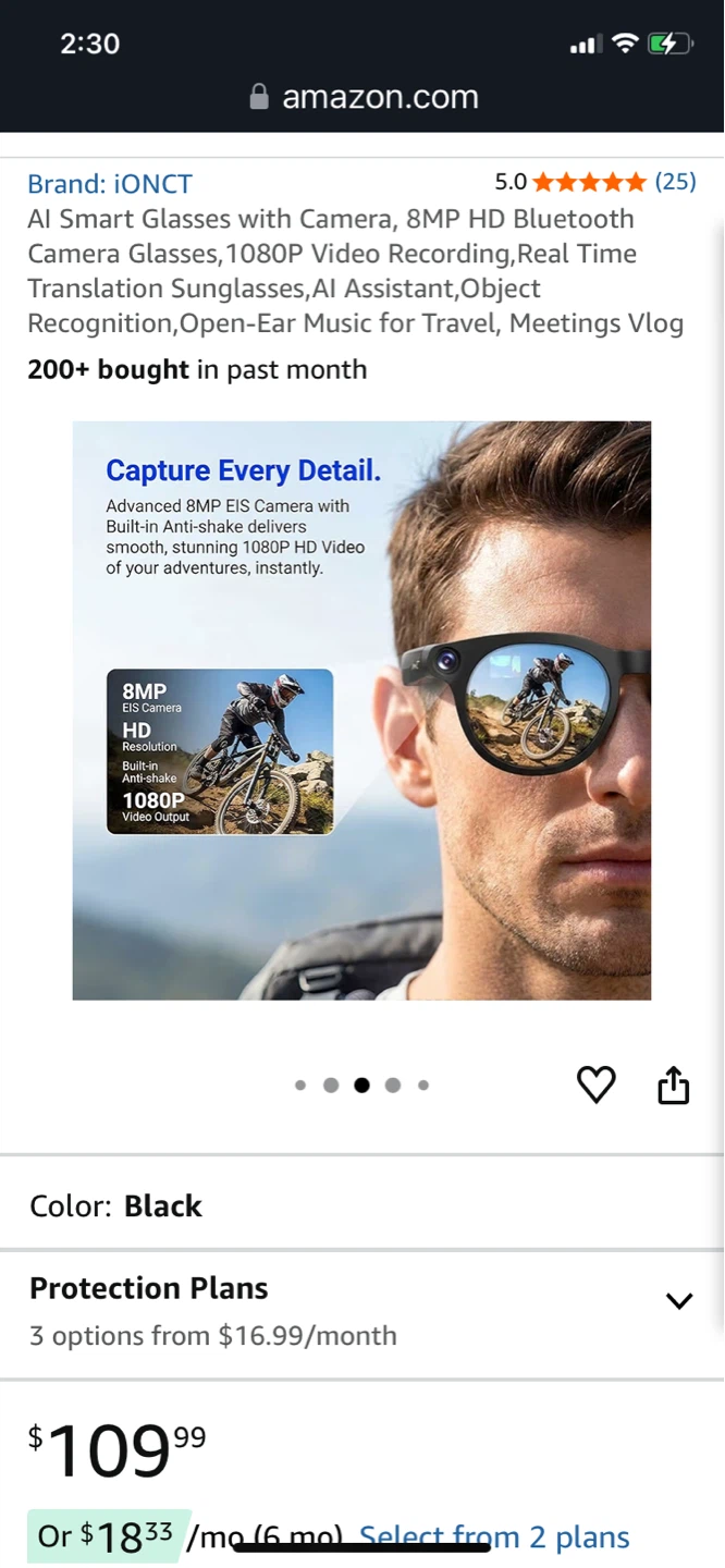 ⚽ IONCT AI Smart Glasses with Camera & Real-Time Translation - photo 3