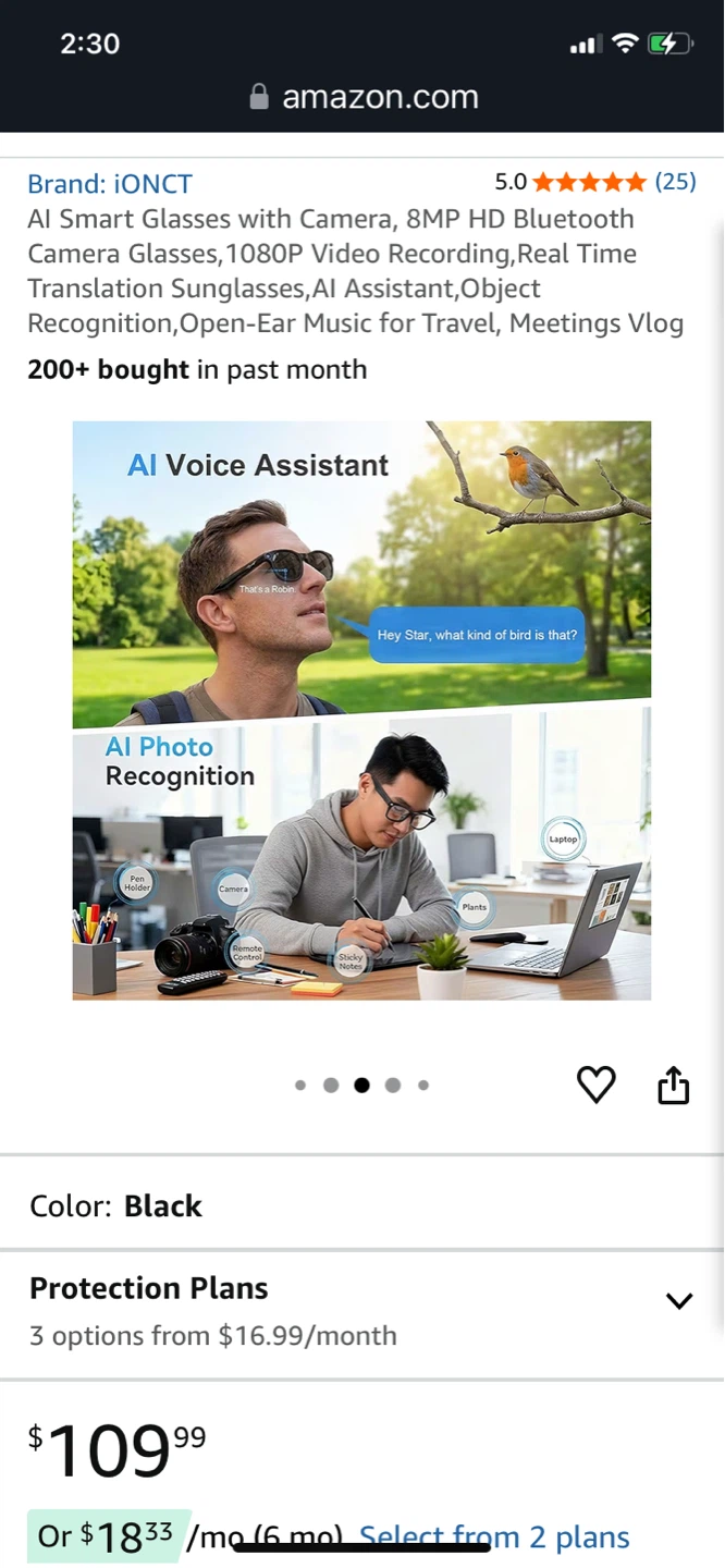 ⚽ IONCT AI Smart Glasses with Camera & Real-Time Translation - photo 4