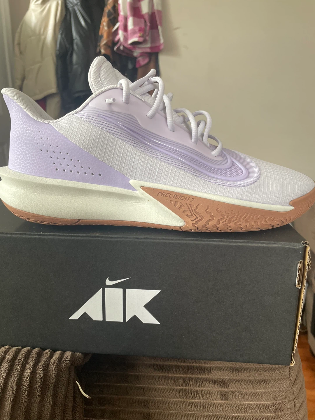 Nike Air Precision 7 Basketball Shoes (White/Lavender) - photo 2