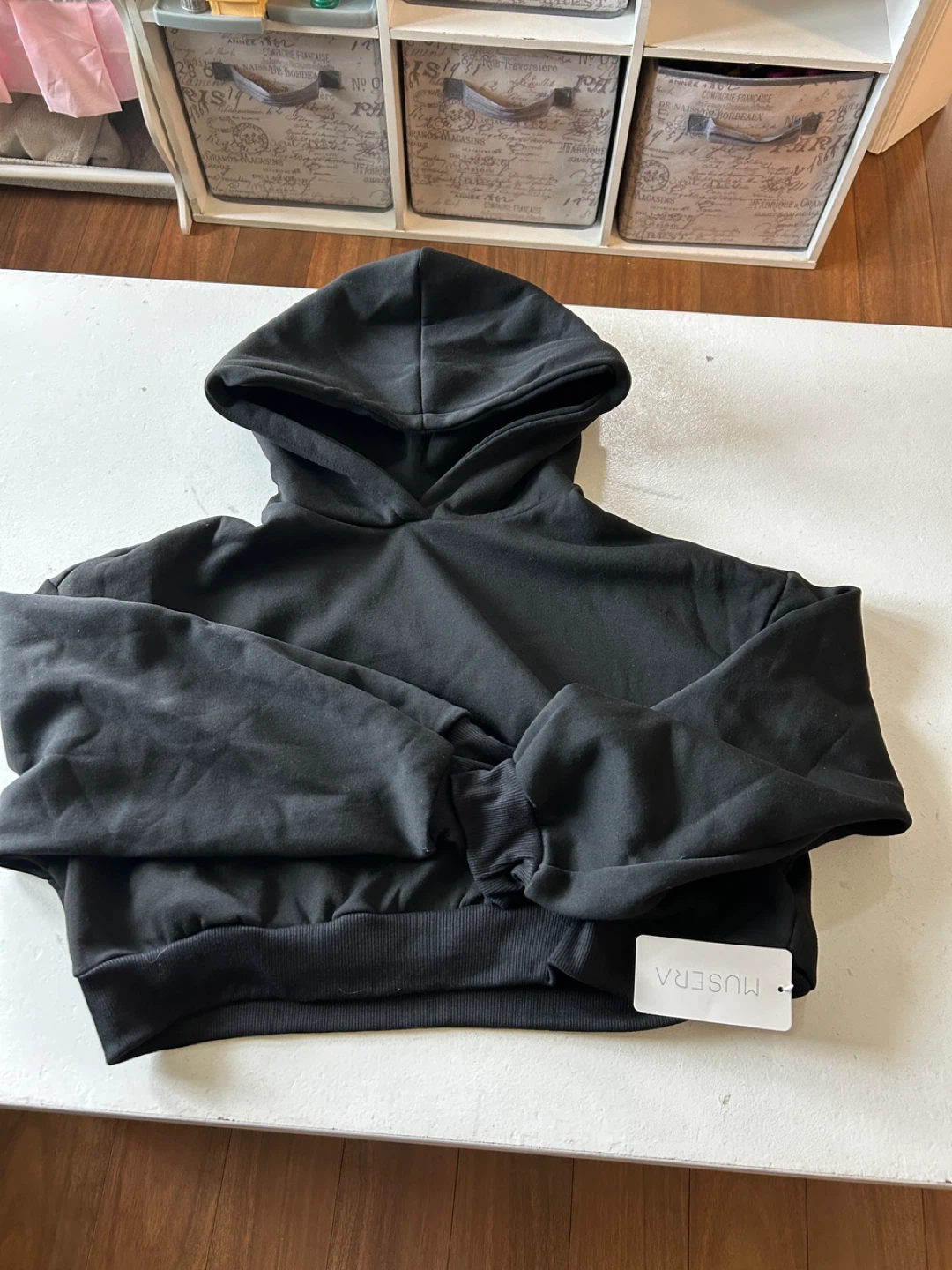 MUSCERA Black Cropped Hoodie size XS. 2 available