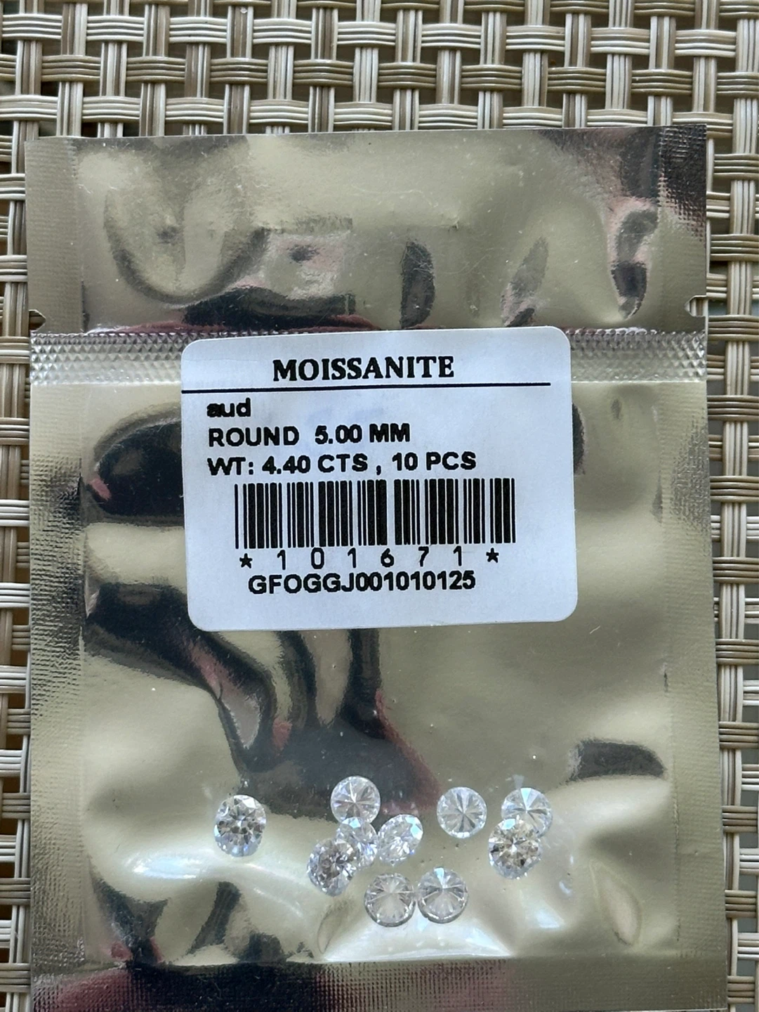 Packet of Ten 1/2 Carat Moissanite “Diamonds”
