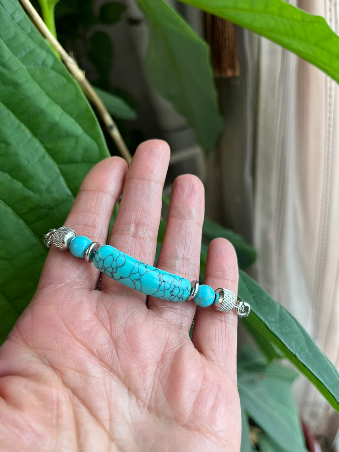 Turquoise simulated Stone Chain Bracelet