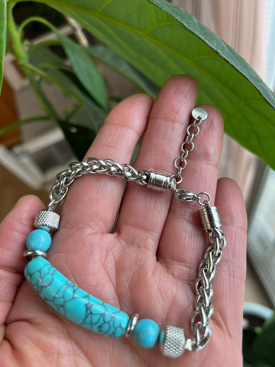 Turquoise simulated Stone Chain Bracelet - photo 2