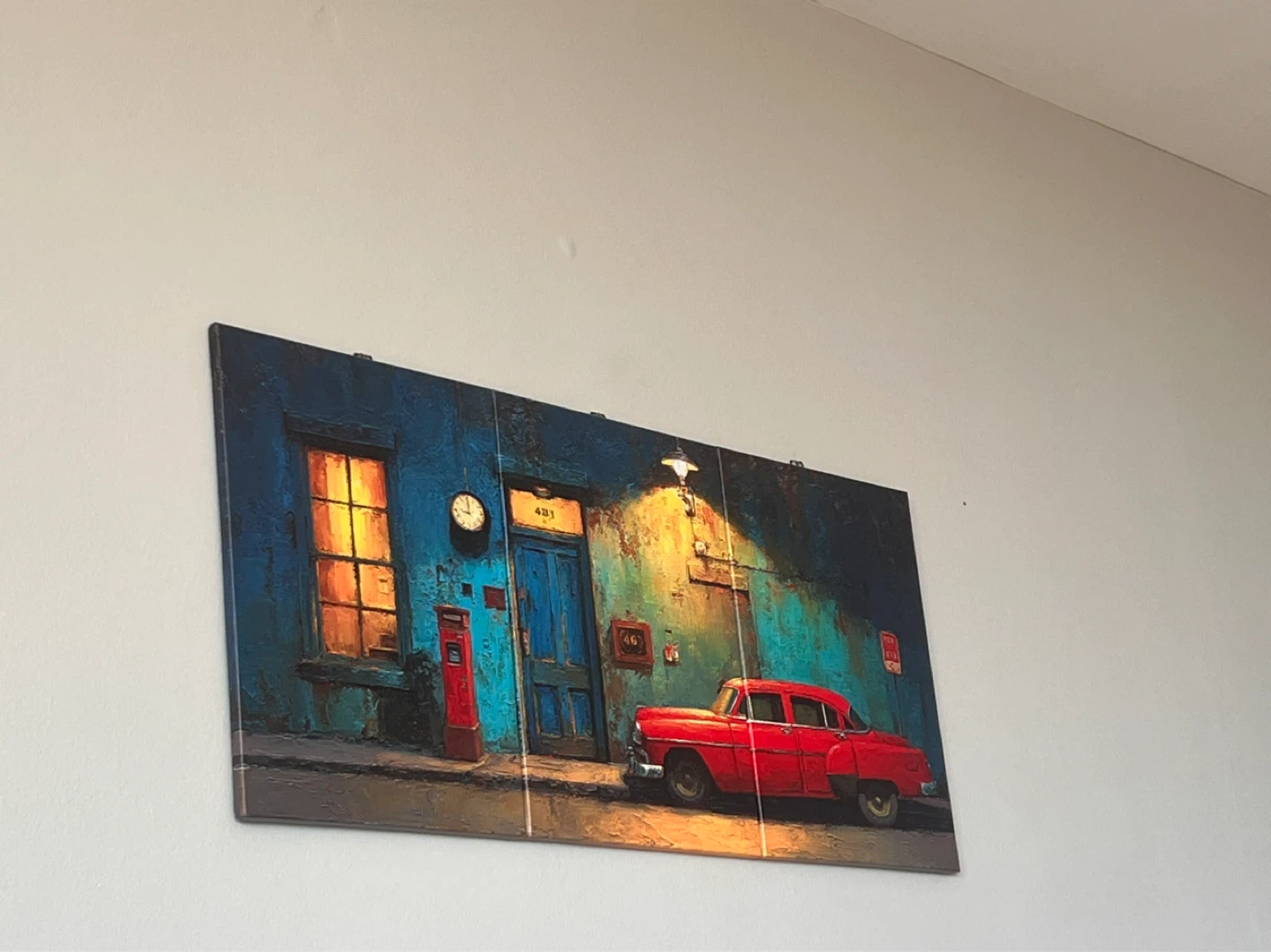 Canvas Print: Vintage Red Car Scene - photo 2