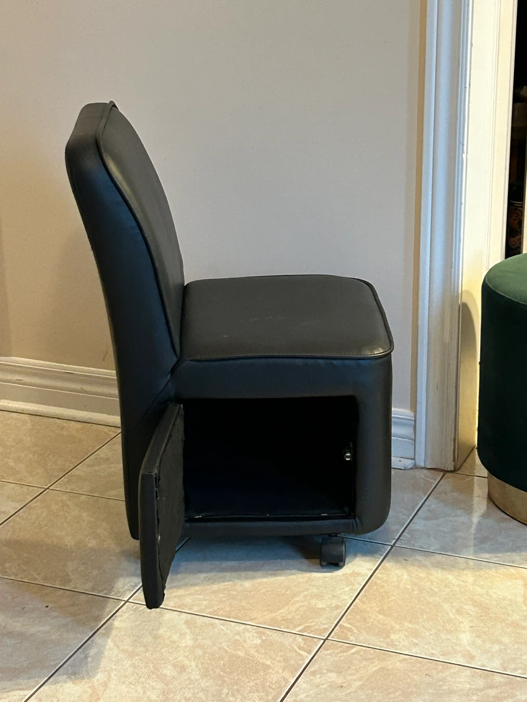 Black Storage Chair with Wheels - photo 3