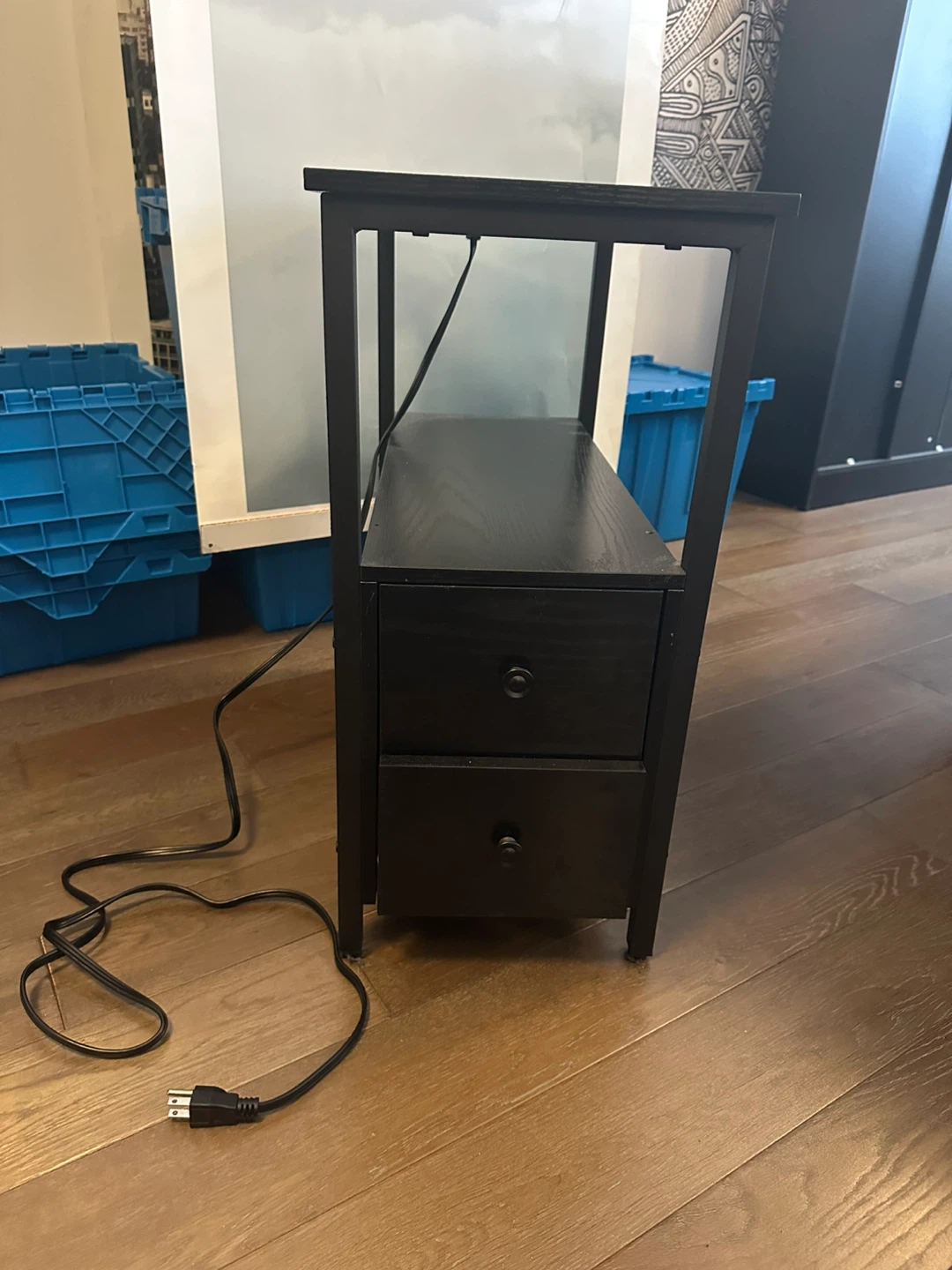 Black End Table with Outlets
