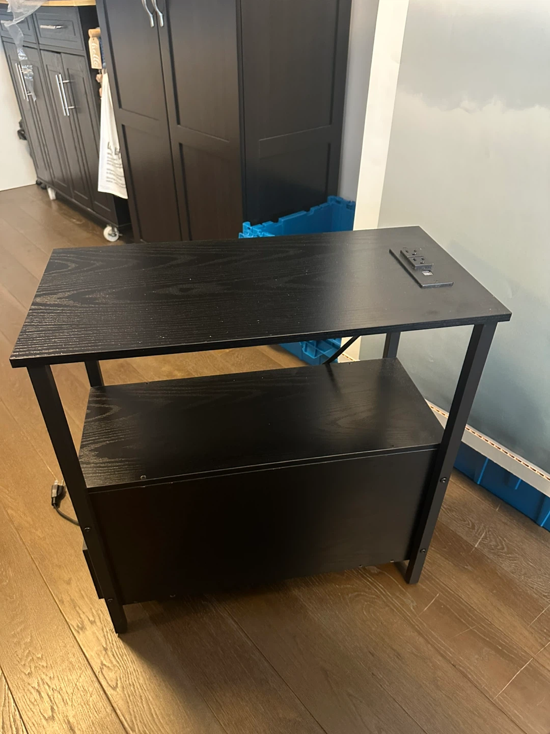 Black End Table with Outlets - photo 2
