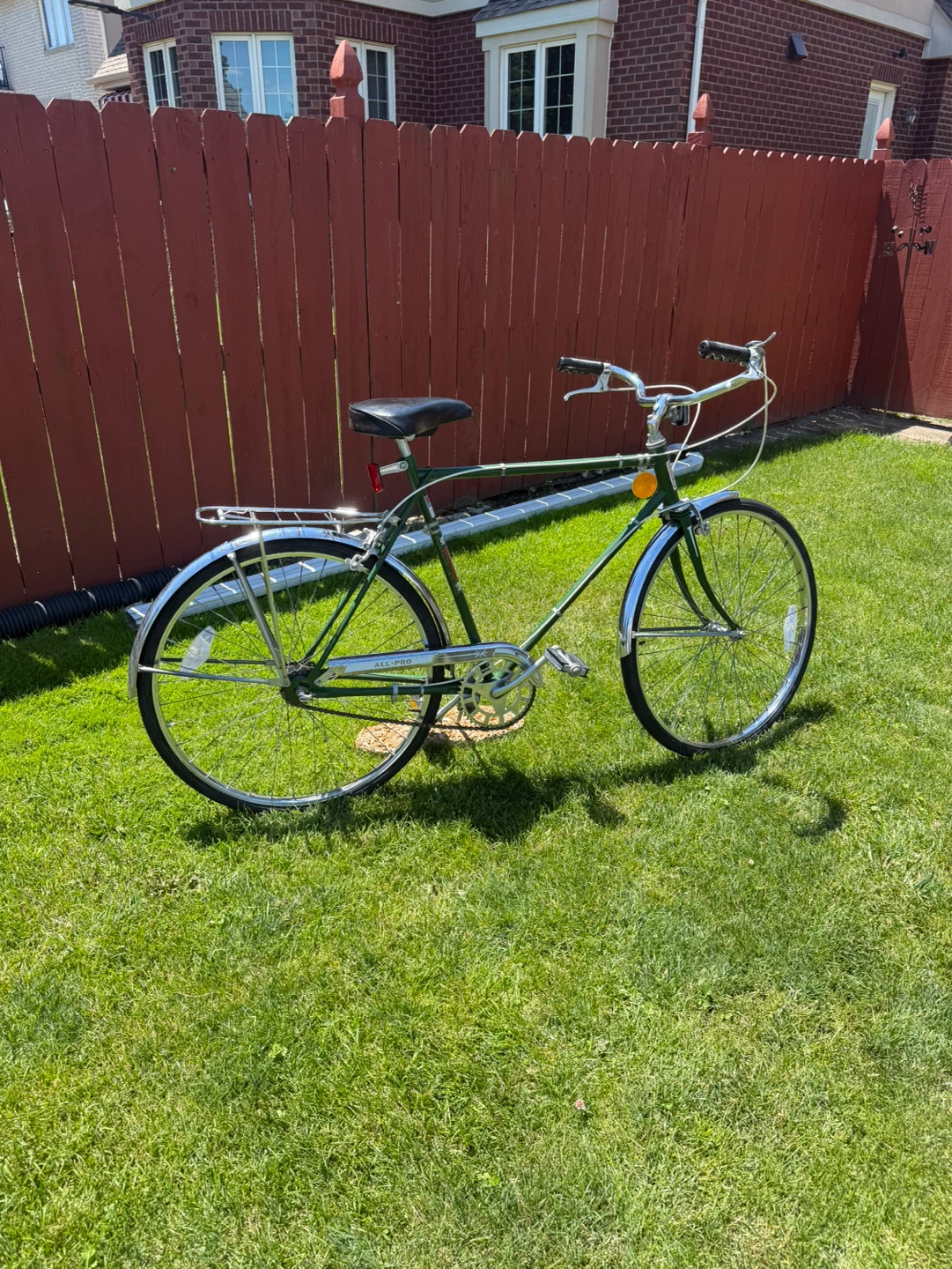 Green Classic Cruiser Bicycle with Rack