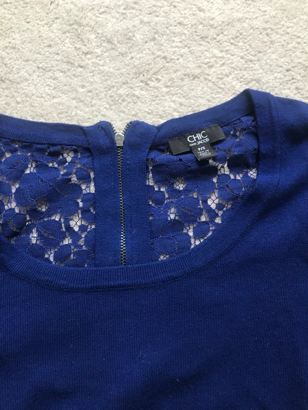 Chic by Jacob Blue Lace Back Sweater, S ⚽️ - photo 2
