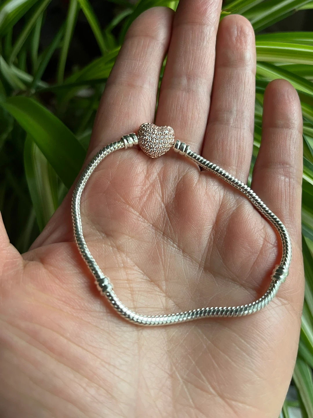 Sparkly Heart Charm Bracelet. Inspired by Pandora