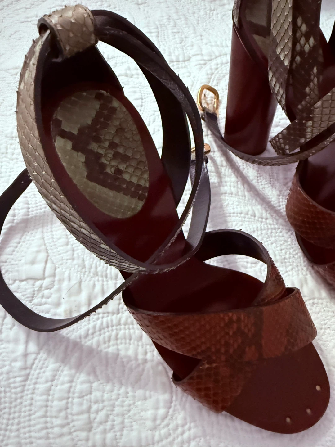 Gucci Snake Embossed Platform Sandals - photo 3